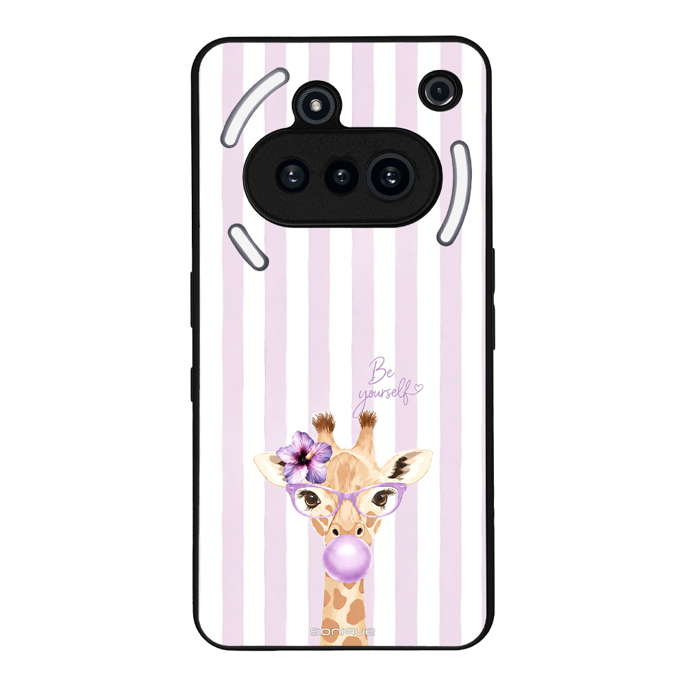 Θήκη Sonique Stripe Stories Series για Nothing Phone 3a Λιλά- Καμηλοπάρδαλη με Τσιχλόφουσκα
