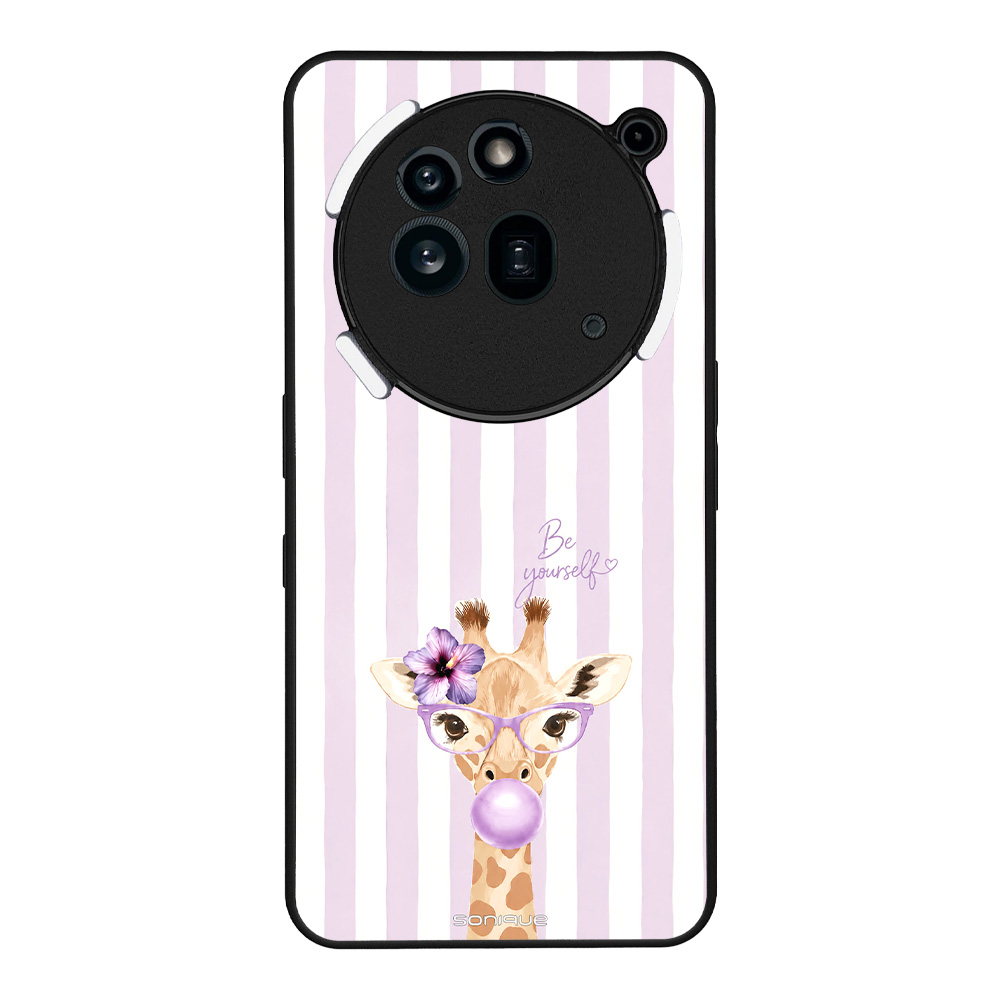 Θήκη Sonique Stripe Stories Series για Nothing Phone 3a Pro Λιλά- Καμηλοπάρδαλη με Τσιχλόφουσκα