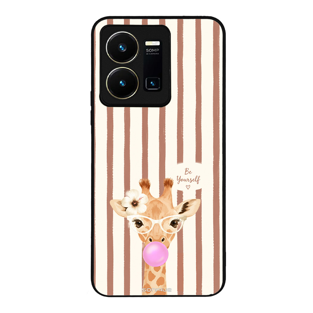 Θήκη Sonique Stripe Stories Series για VIVO Y35 4G / VIVO Y22 / VIVO Y22S Καφέ - Καμηλοπάρδαλη με Τσιχλόφουσκα
