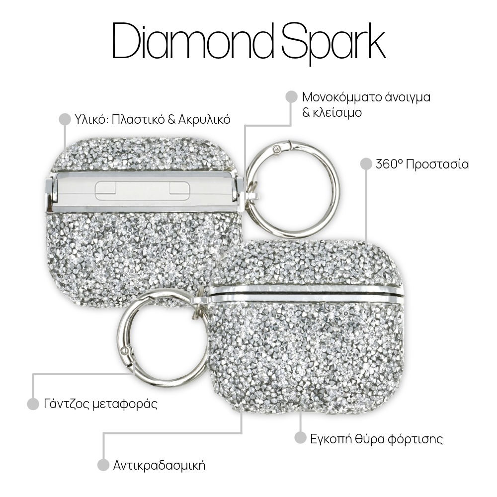 Θήκη Sonique Diamond Sparkle για AirPods 3 Ασημί