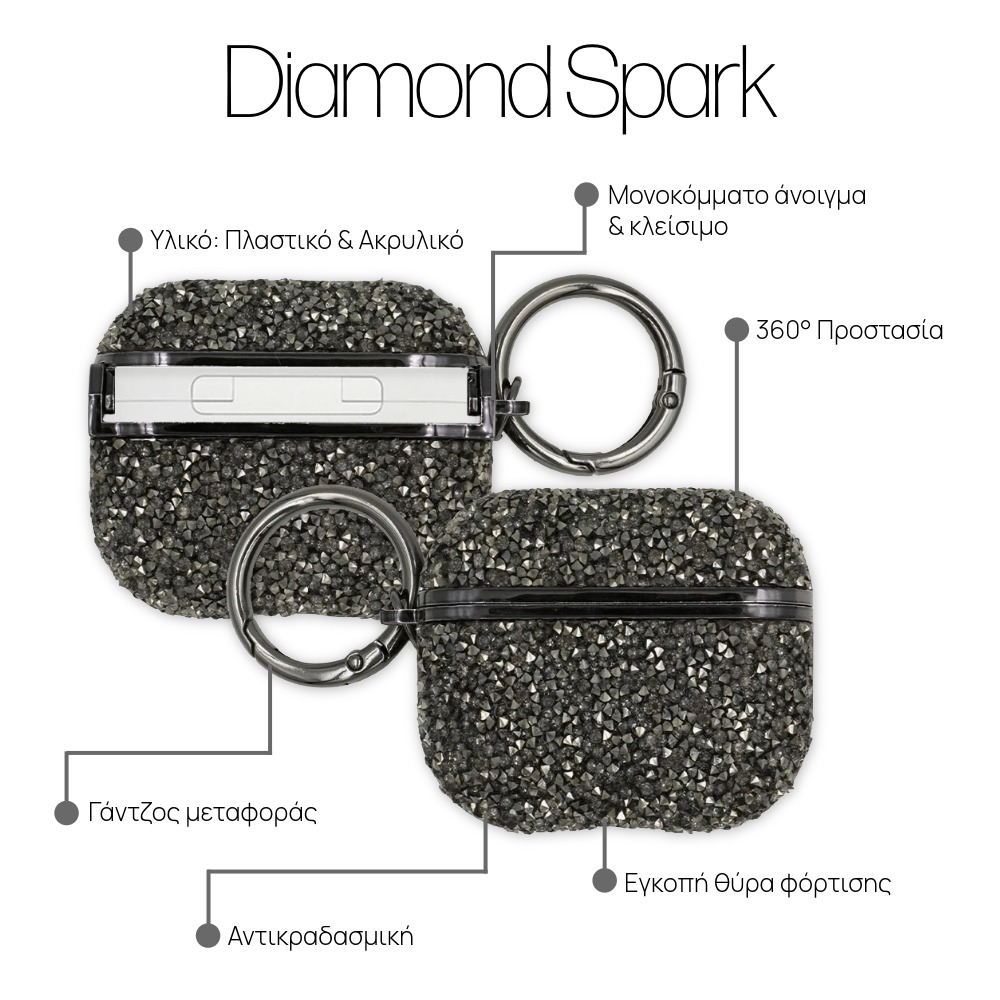 Θήκη Sonique Diamond Sparkle για AirPods 3 Ανθρακί
