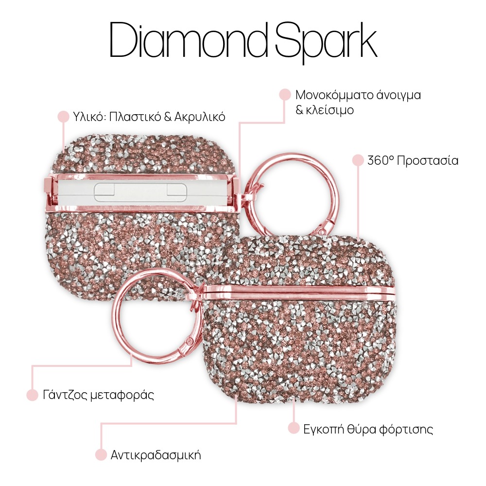 Θήκη Sonique Diamond Sparkle για AirPods 3 Ροζ Χρυσό