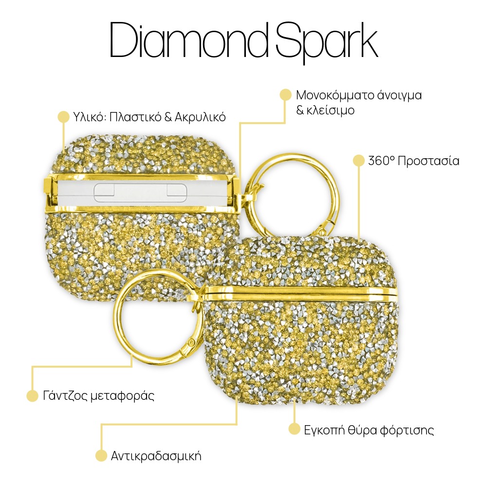 Θήκη Sonique Diamond Sparkle για AirPods 4 Χρυσό