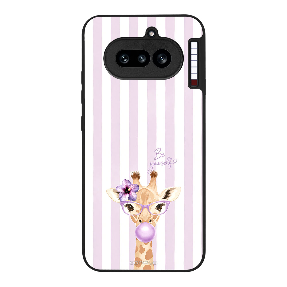 Θήκη Sonique Stripe Stories Series για Nothing Phone 4a Λιλά- Καμηλοπάρδαλη με Τσιχλόφουσκα