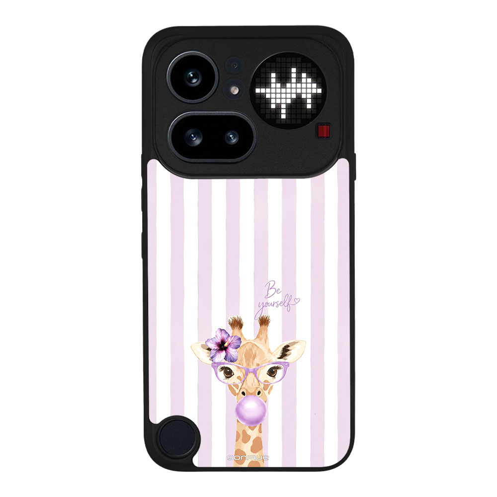 Θήκη Sonique Stripe Stories Series για Nothing Phone 4a Pro Λιλά- Καμηλοπάρδαλη με Τσιχλόφουσκα
