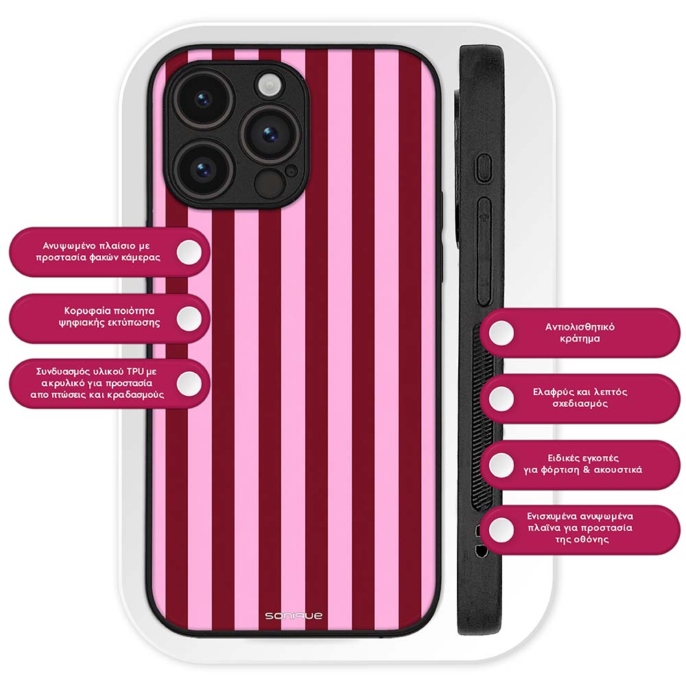 Θήκη Sonique Stripe Stories Series για Nothing Phone 4a Pro Ρίγες Ροζ – Κόκκινο
