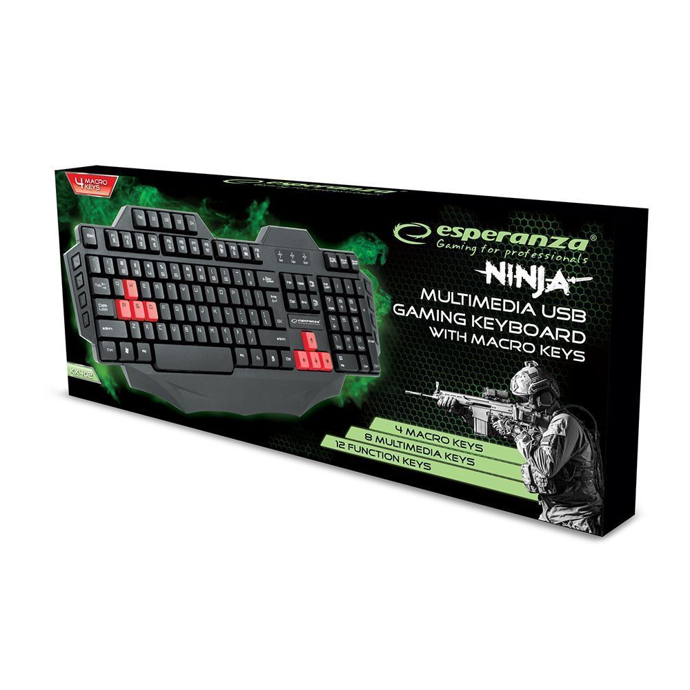 Ενσύρματο Πληκτρολόγιο Gaming Ninja Μαύρο / Κόκκινο