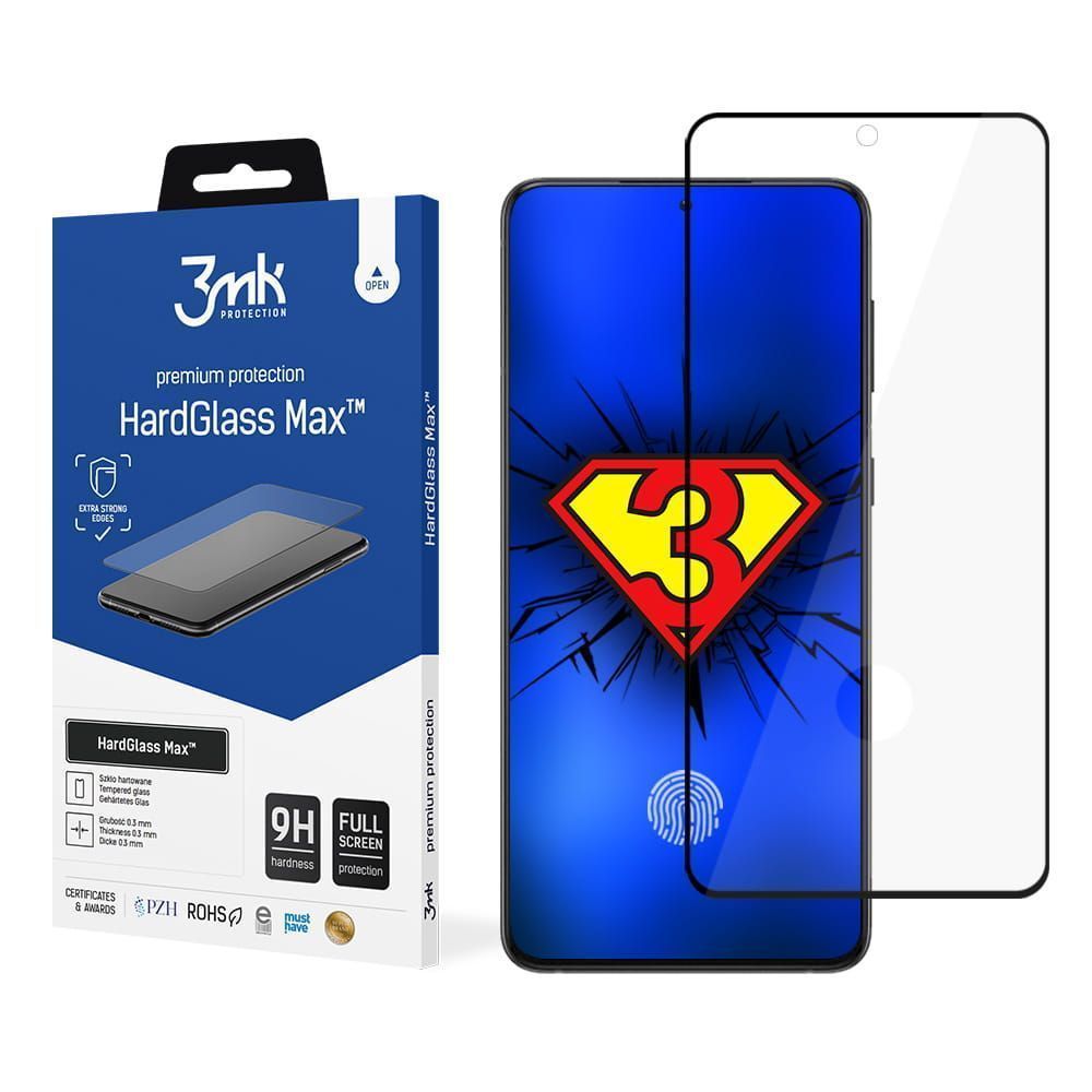 Προστατευτικό Οθόνης 3MK HardGlass Max Samsung (Finger Print) Galaxy S21 Ultra Μαύρο