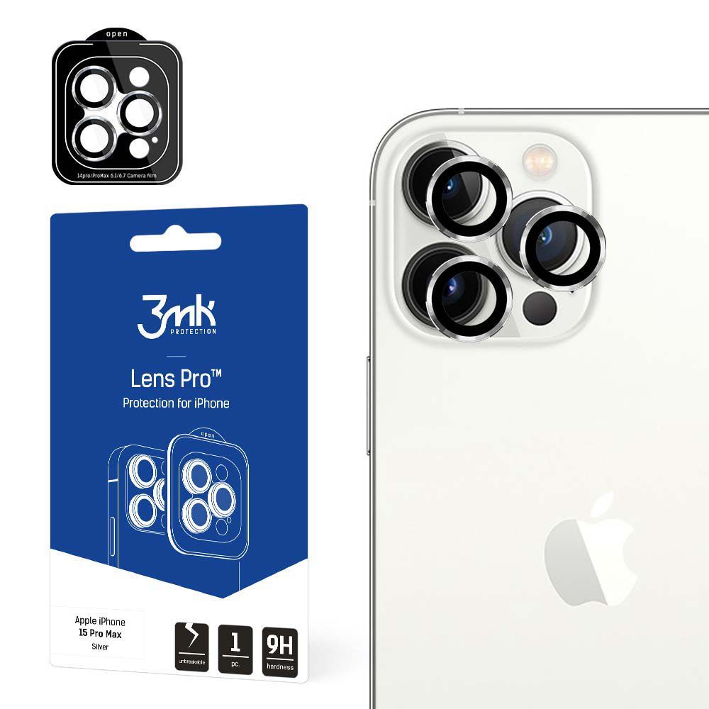 3MK Lens Protection Pro Προστασία Κάμερας Apple iPhone 15 Pro Max Silver