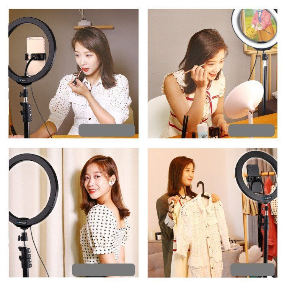 Ring Light Puluz 1,1m Tripod Mount + 10 inch 26cm RGBW LED Ring Vlogging Video Light Live