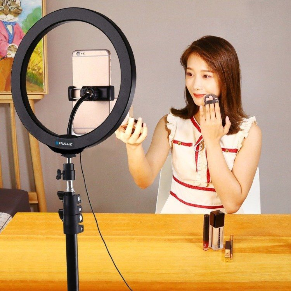 Ring Light Puluz 1,1m Tripod Mount + 10 inch 26cm RGBW LED Ring Vlogging Video Light Live