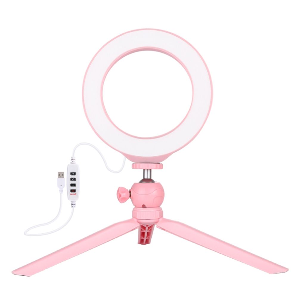 Puluz Ring Light LED 16εκ. με Τρίποδο Ροζ