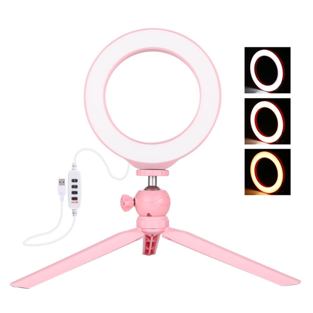 Puluz Ring Light LED 16εκ. με Τρίποδο Ροζ