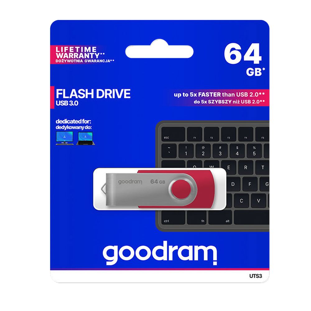 Goodram pendrive 64GB USB 3.2 Twister Κόκκινο