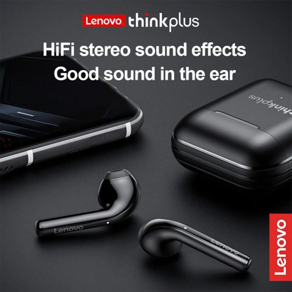 Ακουστικά Bluetooth Lenovo LP2 με Θήκη Φόρτισης Μαύρο