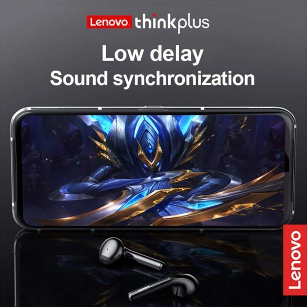 Ακουστικά Bluetooth Lenovo LP2 με Θήκη Φόρτισης Μαύρο