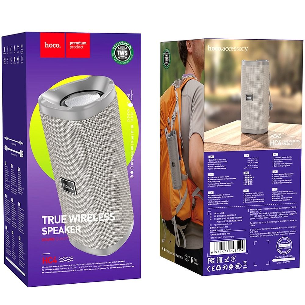 Hoco Sports Bluetooth Bella Ηχείο HC4 Γκρι