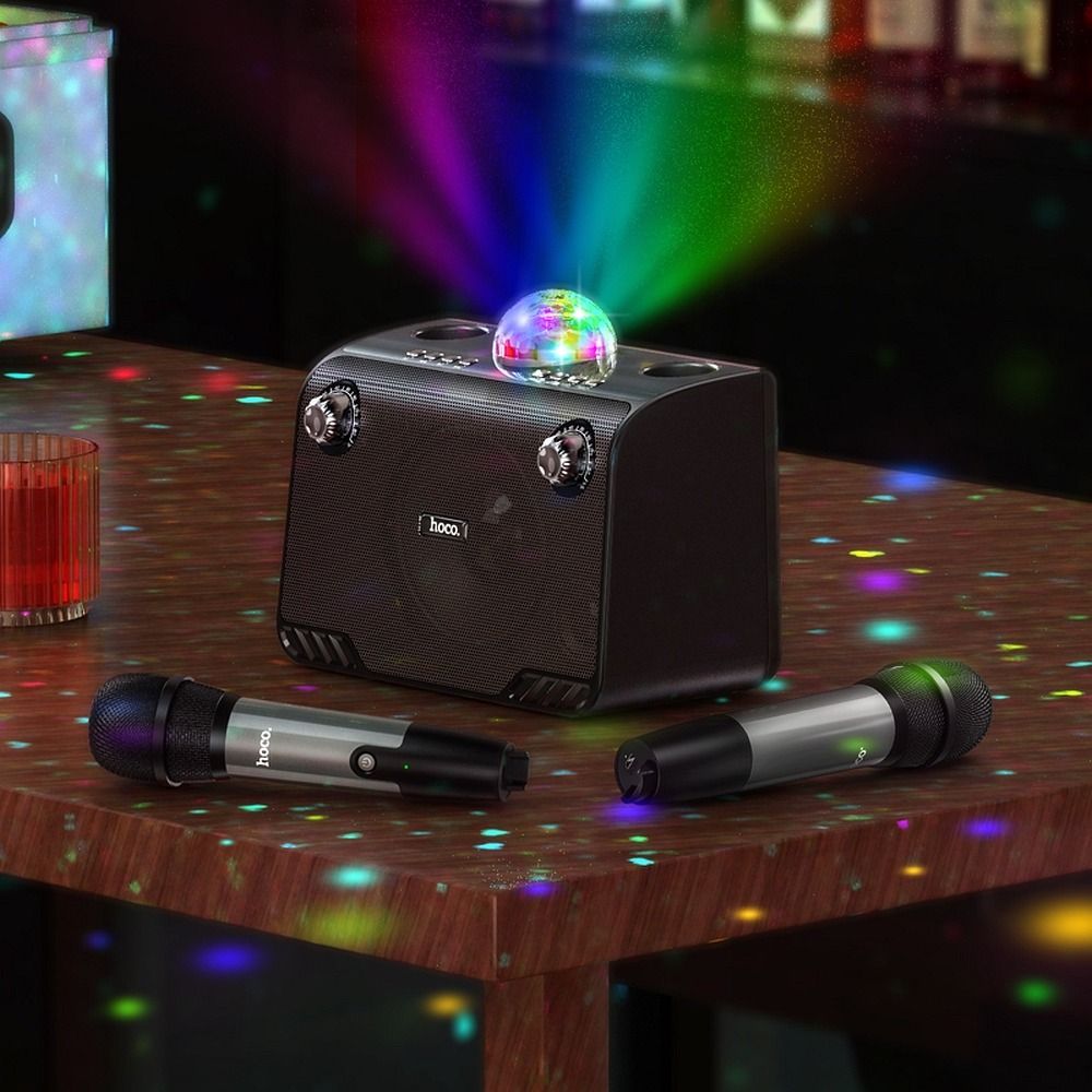 Hoco Bluetooth Ηχείο με Σύστημα Karaoke BS41 + 2 Ασύρματα Μικρόφωνα Μαύρο