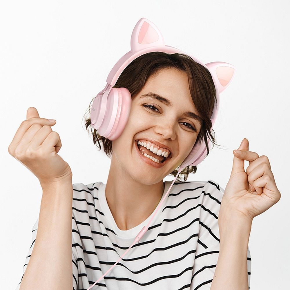 Ενσύρματα Ακουστικά HOCO Cat Ear W36 Ροζ