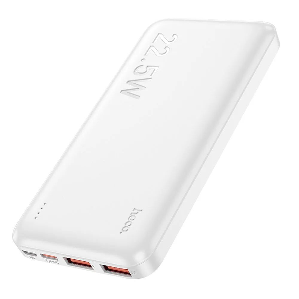 Powerbank Hoco J101 Ultra Thin 10000mAh, με 2 Θύρες USB-A και Θύρα USB-C, 22.5W PD Λευκό