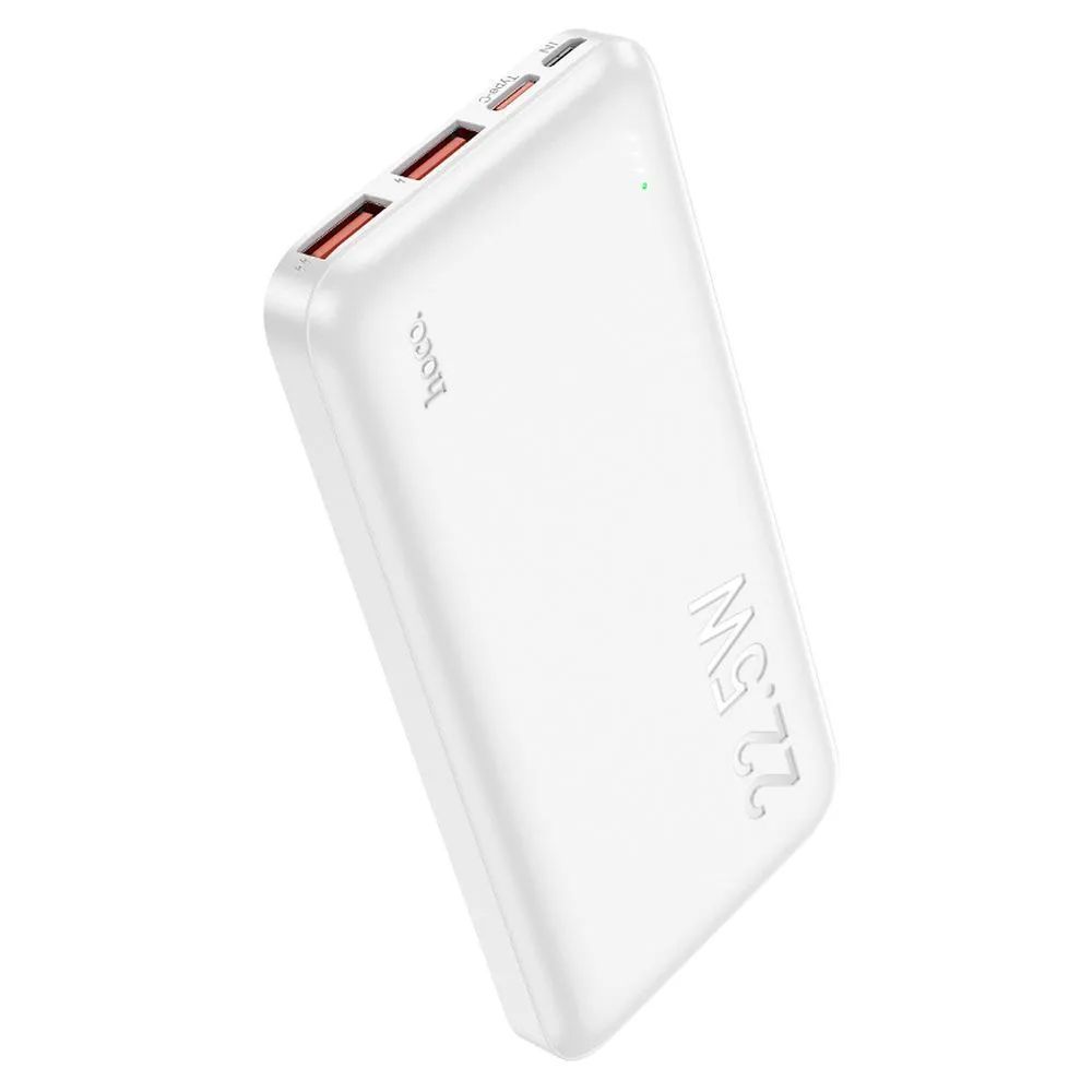 Powerbank Hoco J101 Ultra Thin 10000mAh, με 2 Θύρες USB-A και Θύρα USB-C, 22.5W PD Λευκό