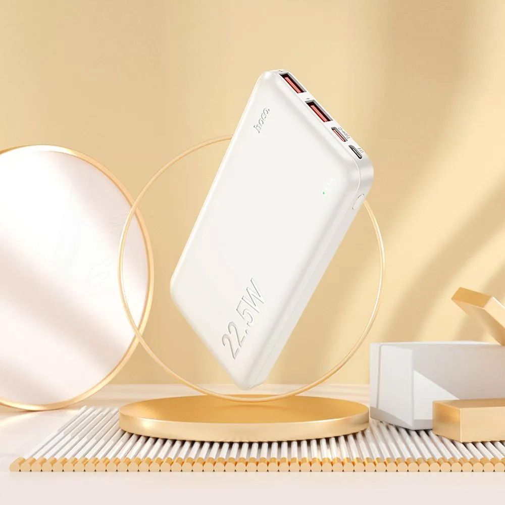 Powerbank Hoco J101 Ultra Thin 10000mAh, με 2 Θύρες USB-A και Θύρα USB-C, 22.5W PD Λευκό