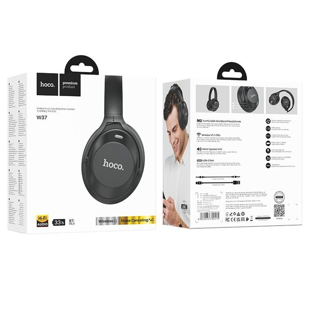 Ασύρματα Ακουστικά Kεφαλής HOCO W37 Active Noise Cancelation Μαύρο