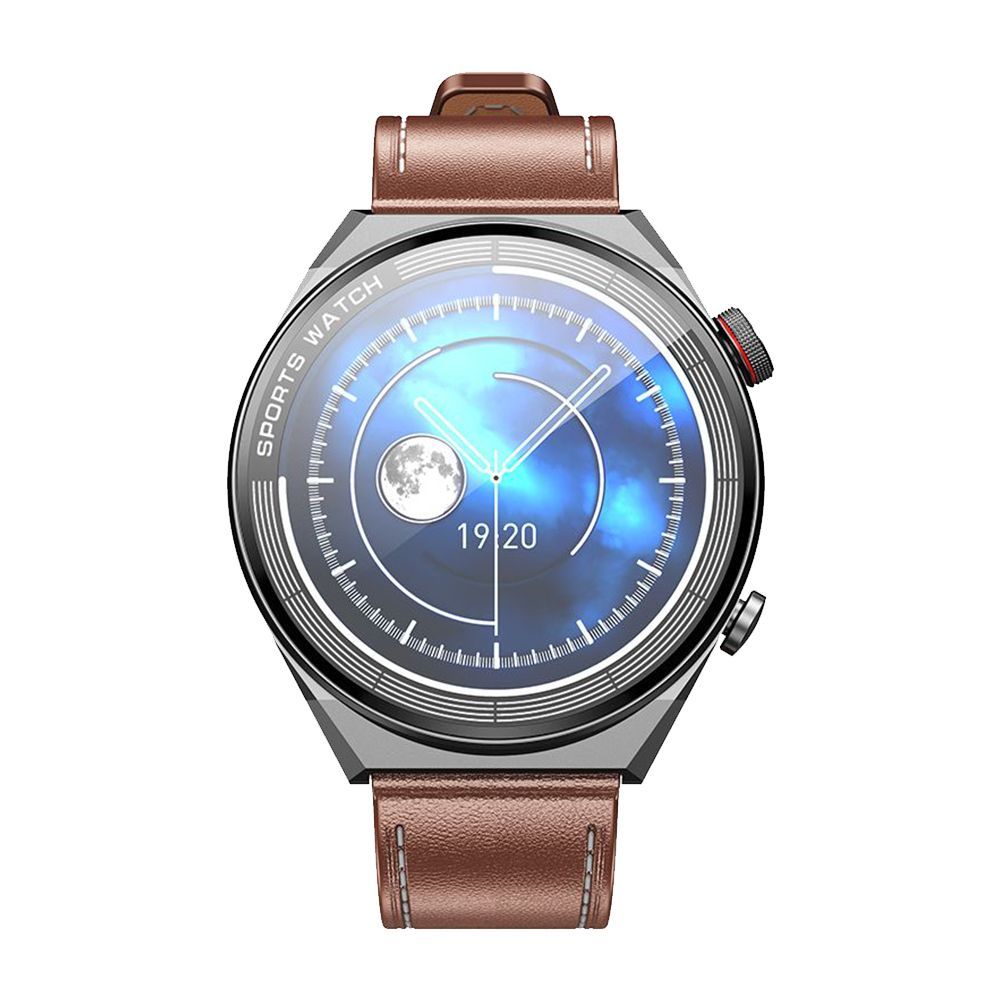 Smartwatch HOCO Y11 Brown Leather Strap Μαύρο