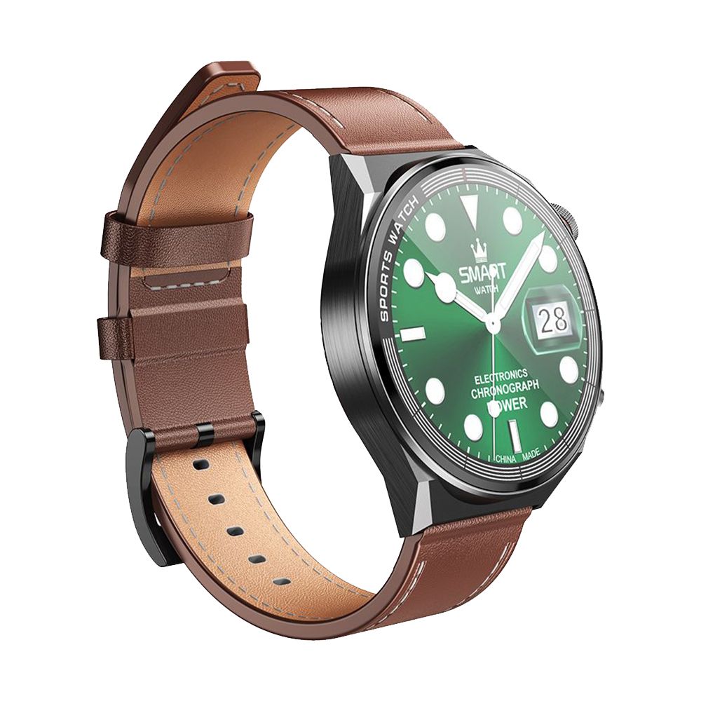 Smartwatch HOCO Y11 Brown Leather Strap Μαύρο
