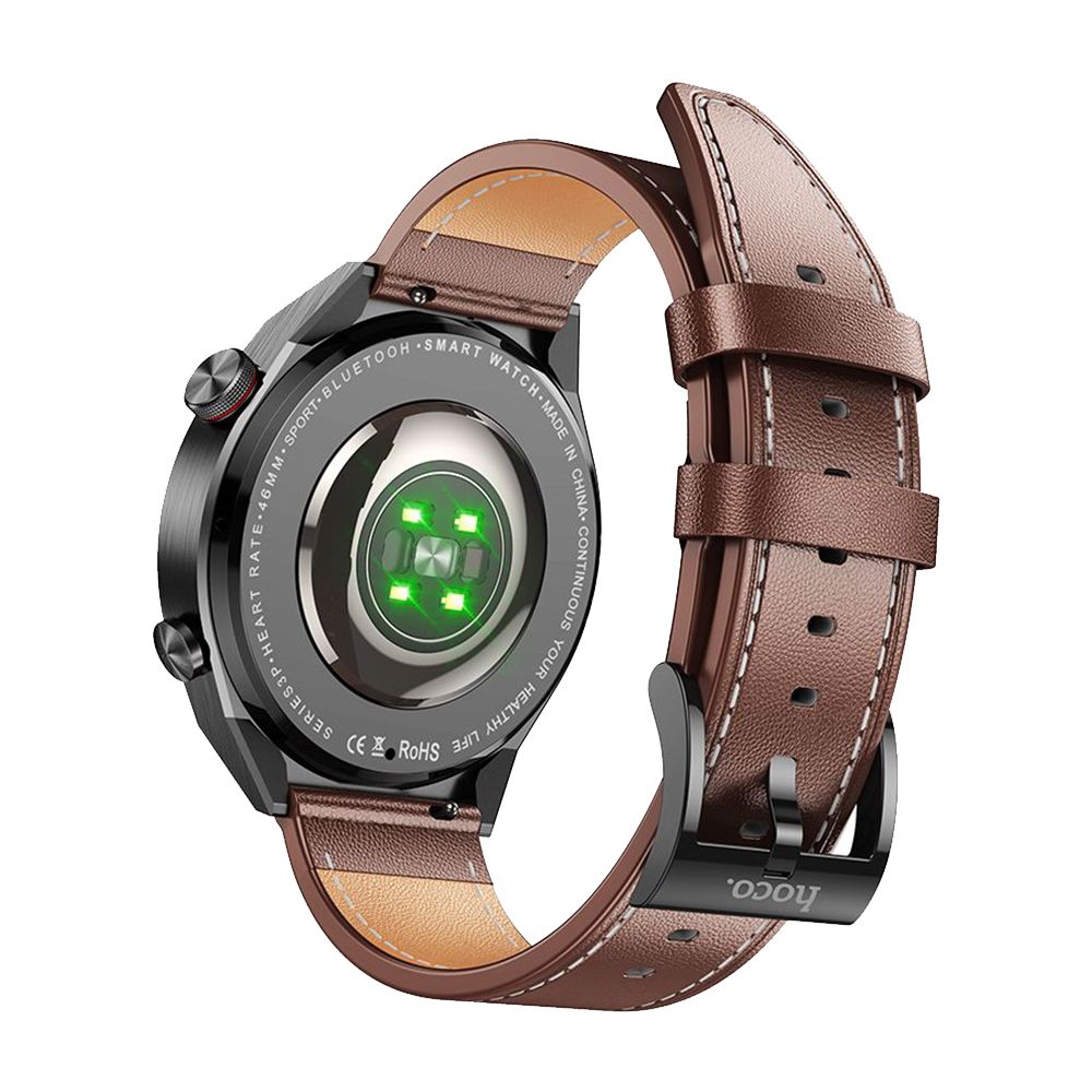 Smartwatch HOCO Y11 Brown Leather Strap Μαύρο