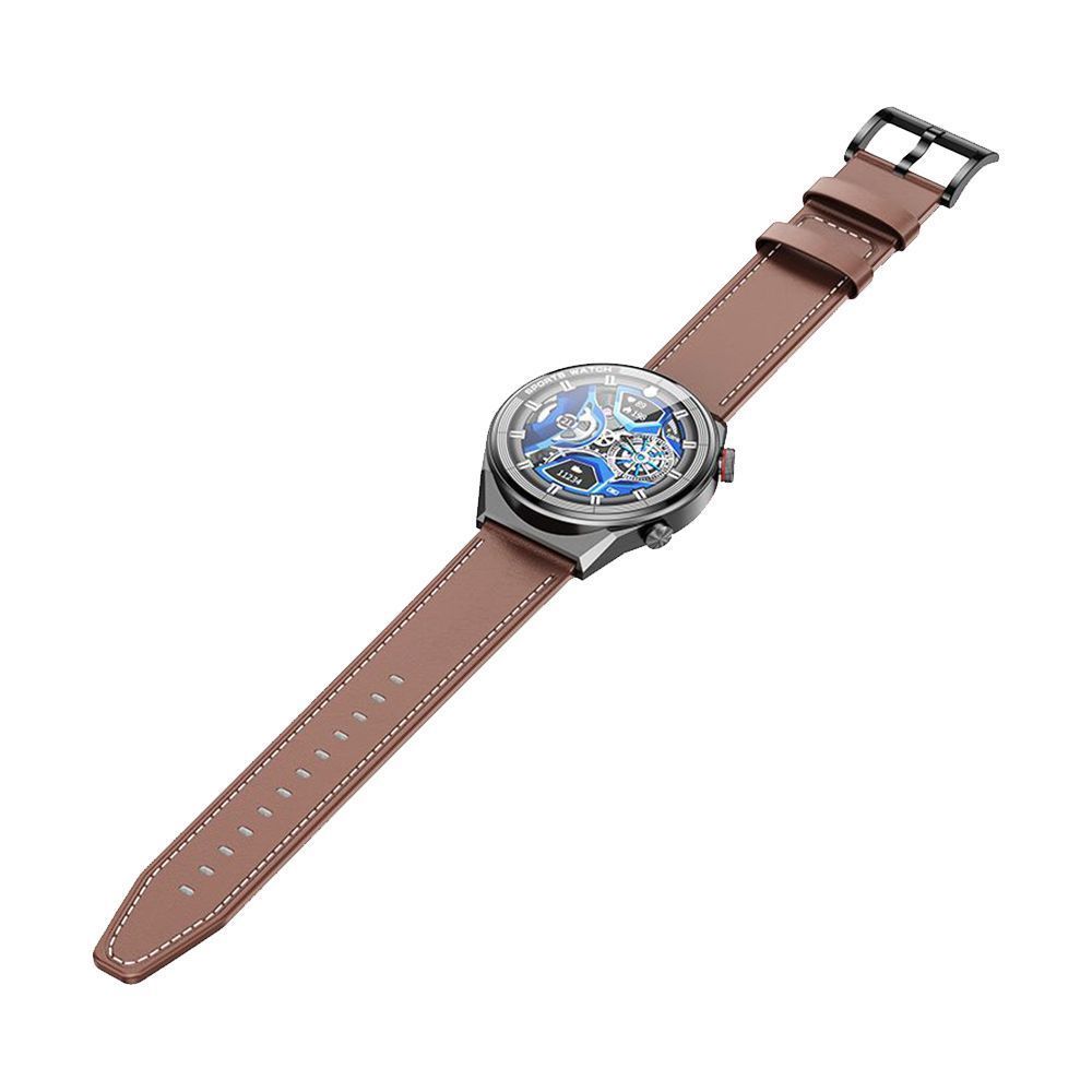 Smartwatch HOCO Y11 Brown Leather Strap Μαύρο