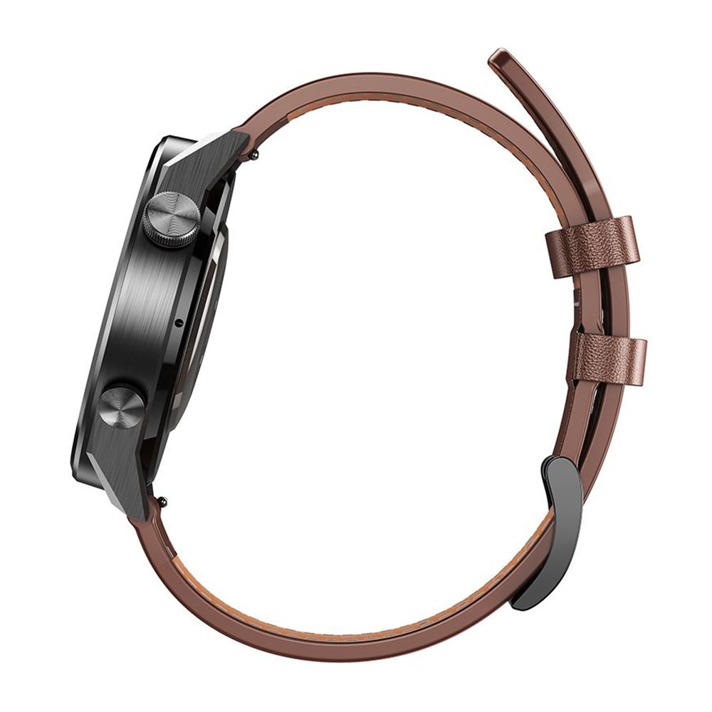 Smartwatch HOCO Y11 Brown Leather Strap Μαύρο