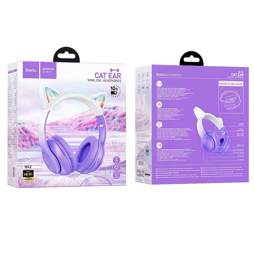 Ασύρματα Ακουστικά HOCO Cat Ear W42 Μωβ