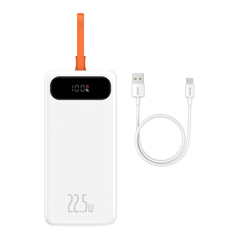 Powerbank Baseus Block 20000mAh 22.5W με θύρες 1xUSB, 1xUSB-C Quick Charge 3.0 + καλώδιο USB-C Λευκό