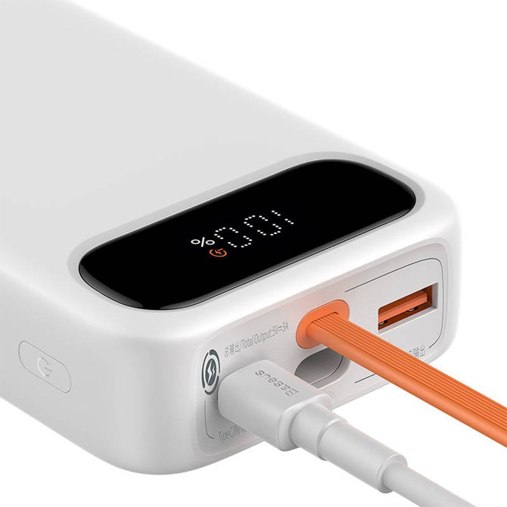 Powerbank Baseus Block 20000mAh 22.5W με θύρες 1xUSB, 1xUSB-C Quick Charge 3.0 + καλώδιο USB-C Λευκό