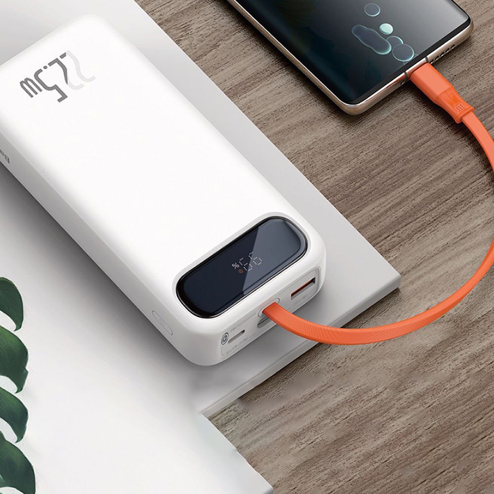 Powerbank Baseus Block 20000mAh 22.5W με θύρες 1xUSB, 1xUSB-C Quick Charge 3.0 + καλώδιο USB-C Λευκό