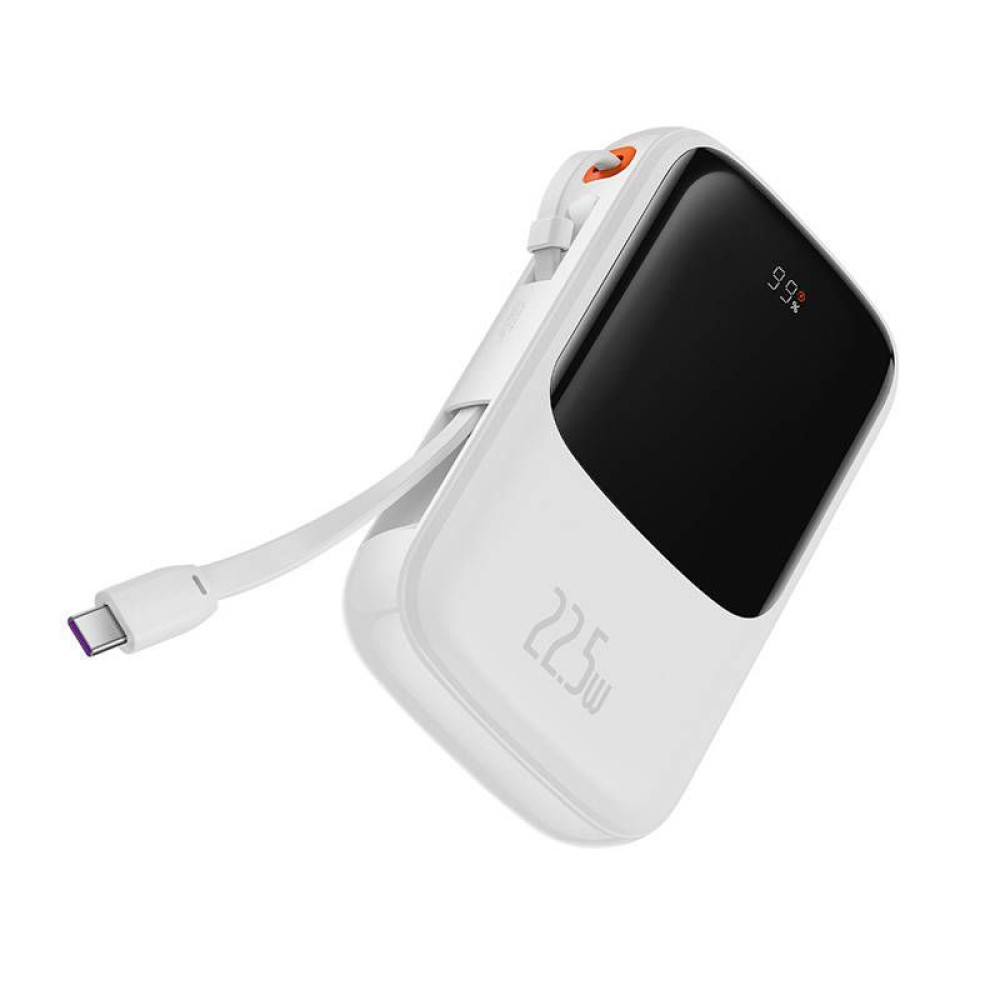 Baseus Qpow Pro Power Bank 10000mAh 22.5W με Καλώδιο USB-C Λευκό