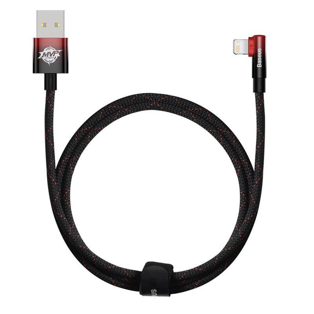 Καλώδιο Baseus MVP 2 Elbow Braided USB σε Lightning 20W 1m Μαύρο / Κόκκινο
