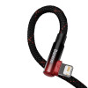 Καλώδιο Baseus MVP 2 Elbow Braided USB σε Lightning 20W 1m Μαύρο / Κόκκινο