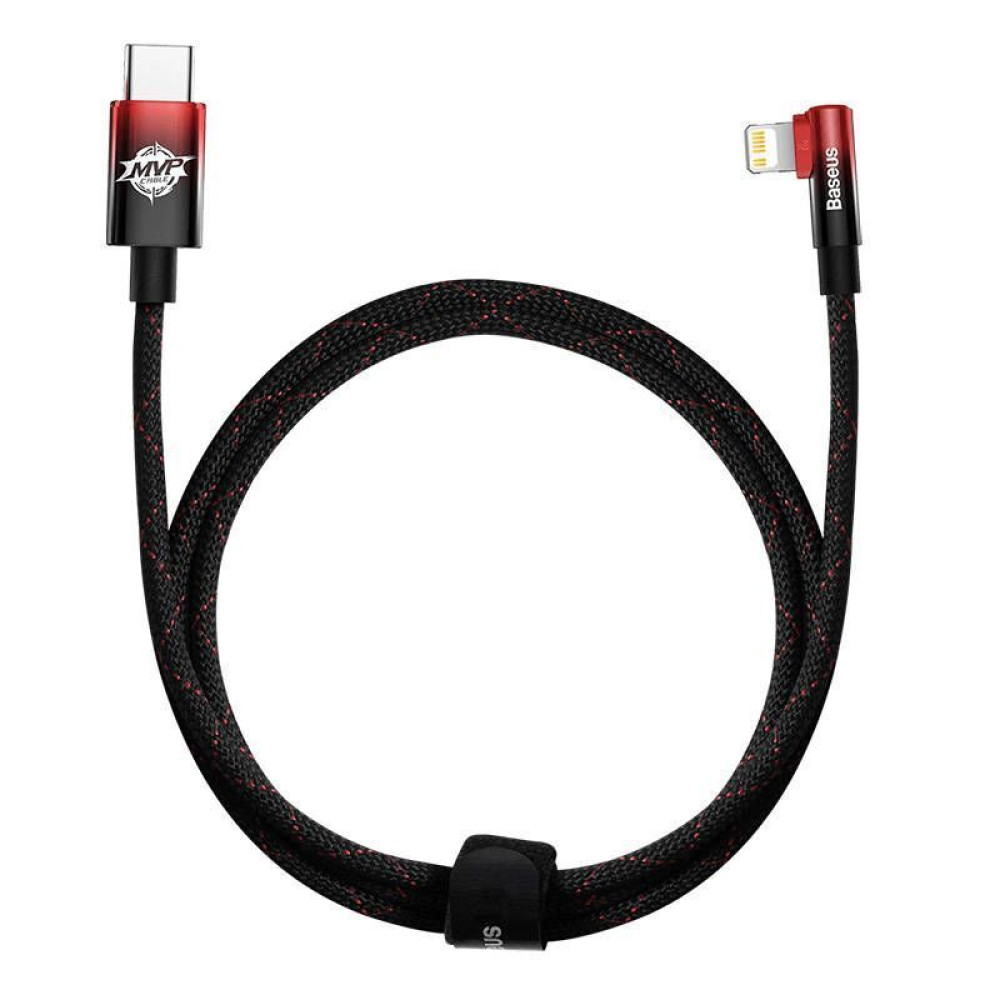 Καλώδιο Baseus MVP 2 Elbow Braided USB-C/ Lightning PD 20W 1m Μαύρο / Κόκκινο
