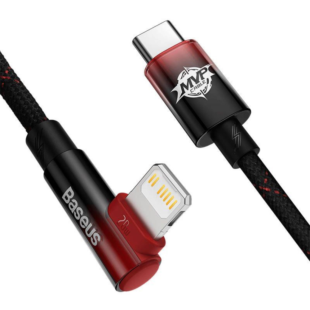 Καλώδιο Baseus MVP 2 Elbow Braided USB-C/ Lightning PD 20W 1m Μαύρο / Κόκκινο