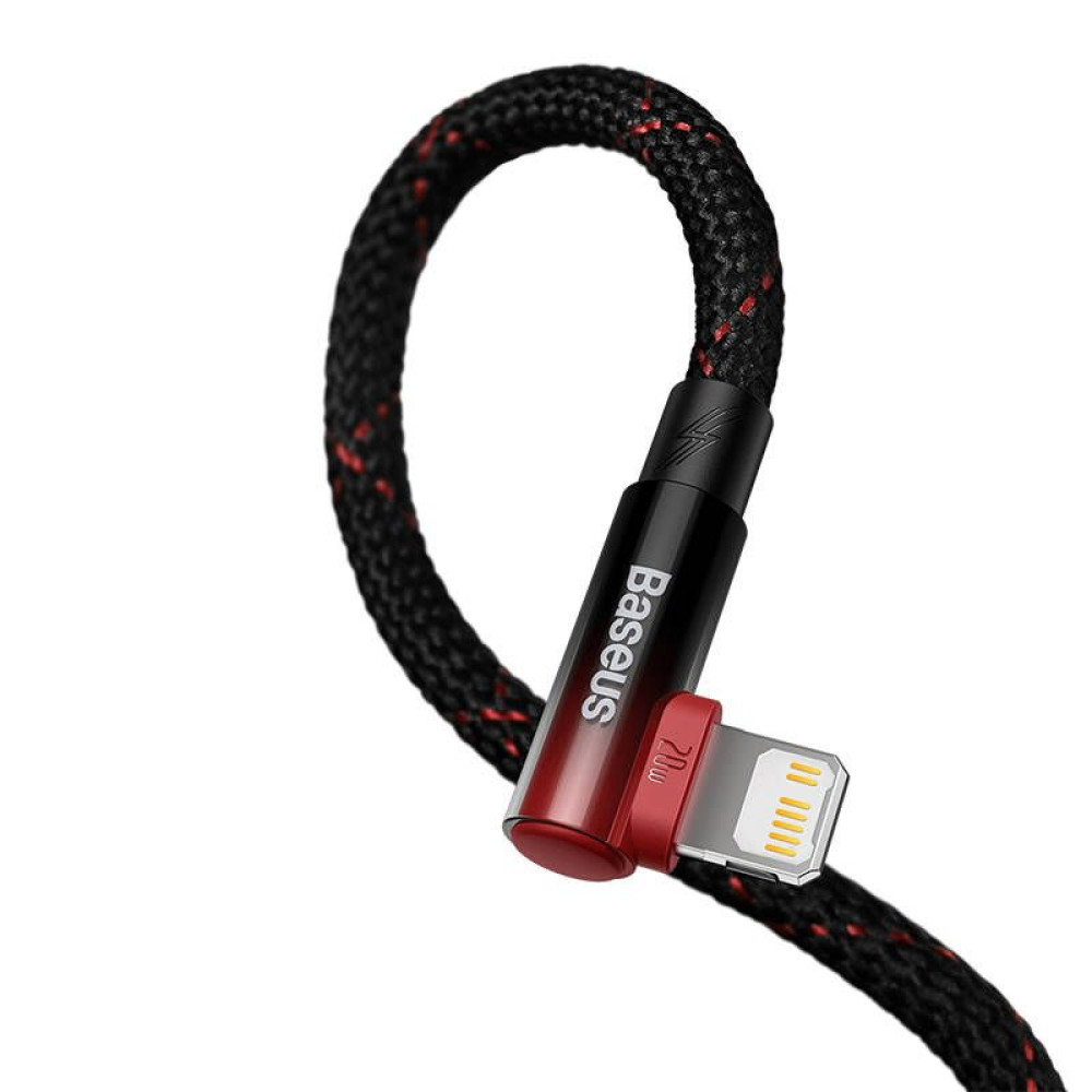Καλώδιο Baseus MVP 2 Elbow Braided USB-C/ Lightning PD 20W 1m Μαύρο / Κόκκινο