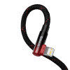 Καλώδιο Baseus MVP 2 Elbow Braided USB-C/ Lightning PD 20W 1m Μαύρο / Κόκκινο
