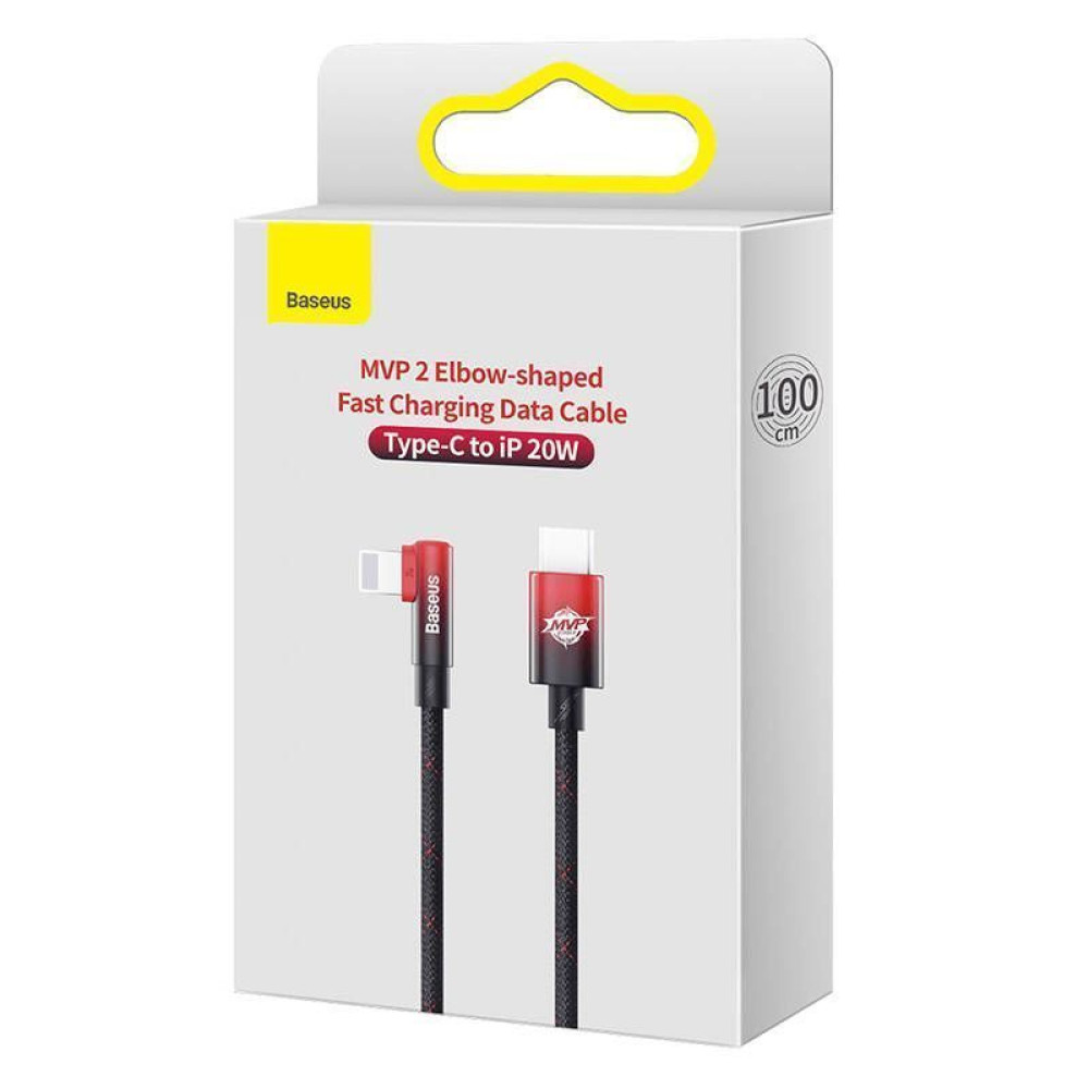 Καλώδιο Baseus MVP 2 Elbow Braided USB-C/ Lightning PD 20W 1m Μαύρο / Κόκκινο