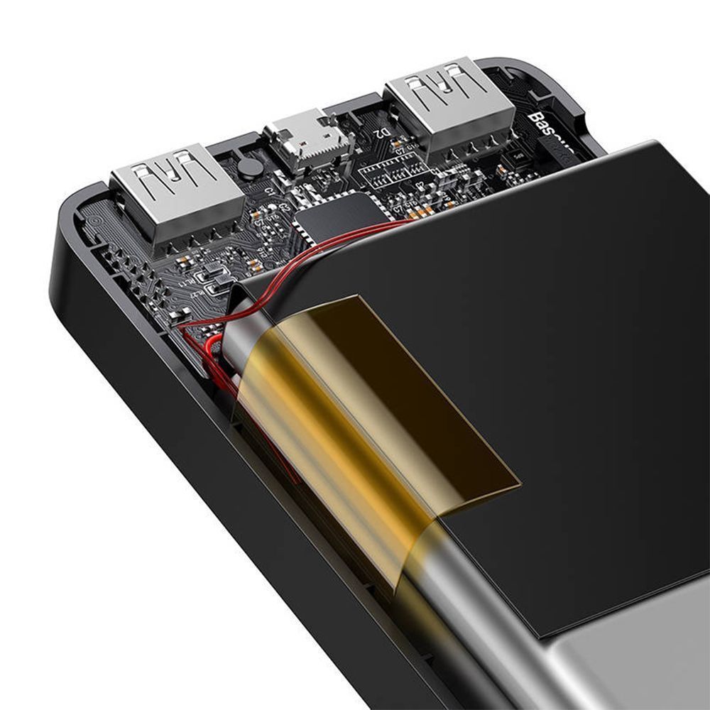 Powerbank Baseus Bipow 10000mAh, με 2 Θύρες USB-A και Θύρα USB-C, 15W PD Μαύρο