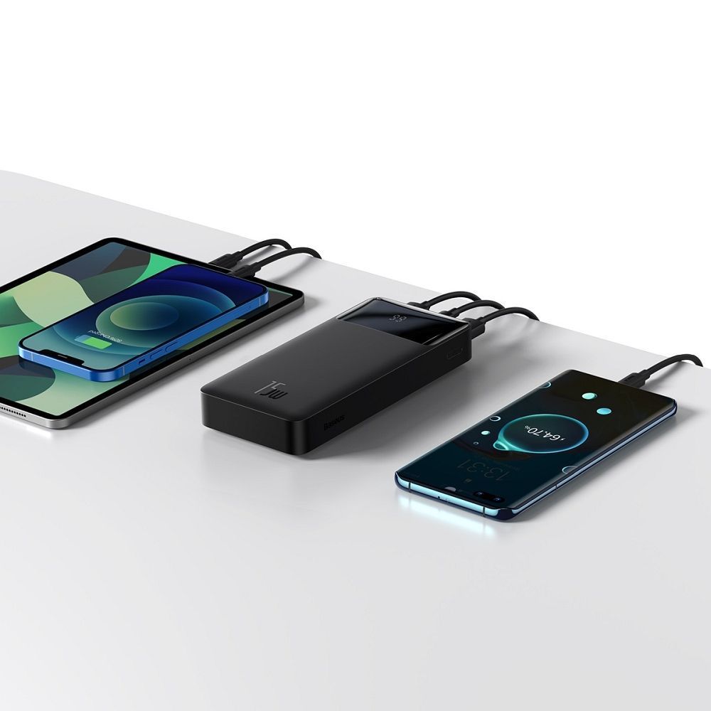 Powerbank Baseus Bipow 20000mAh, με 2 Θύρες USB-A και Θύρα USB-C, 15W PD Μαύρο