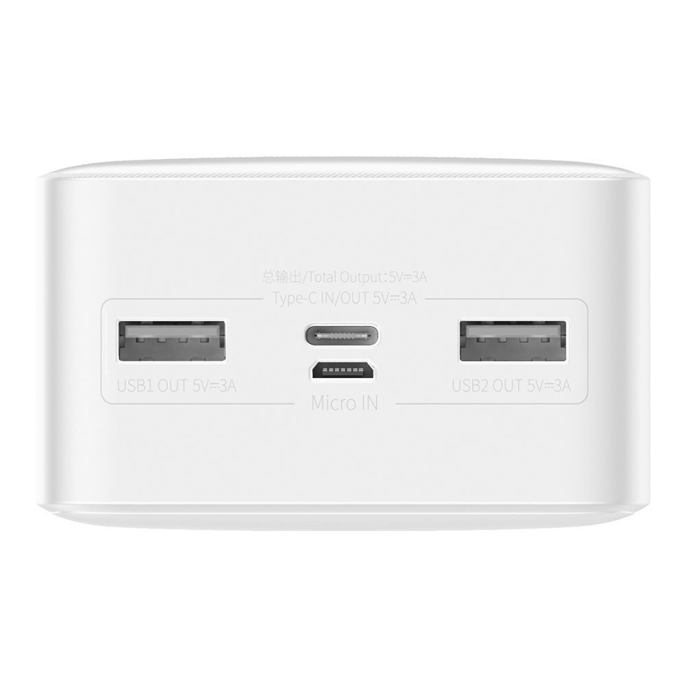 Powerbank Baseus Bipow 30000mAh, με 2 Θύρες USB-A και Θύρα USB-C, 15W PD Λευκό