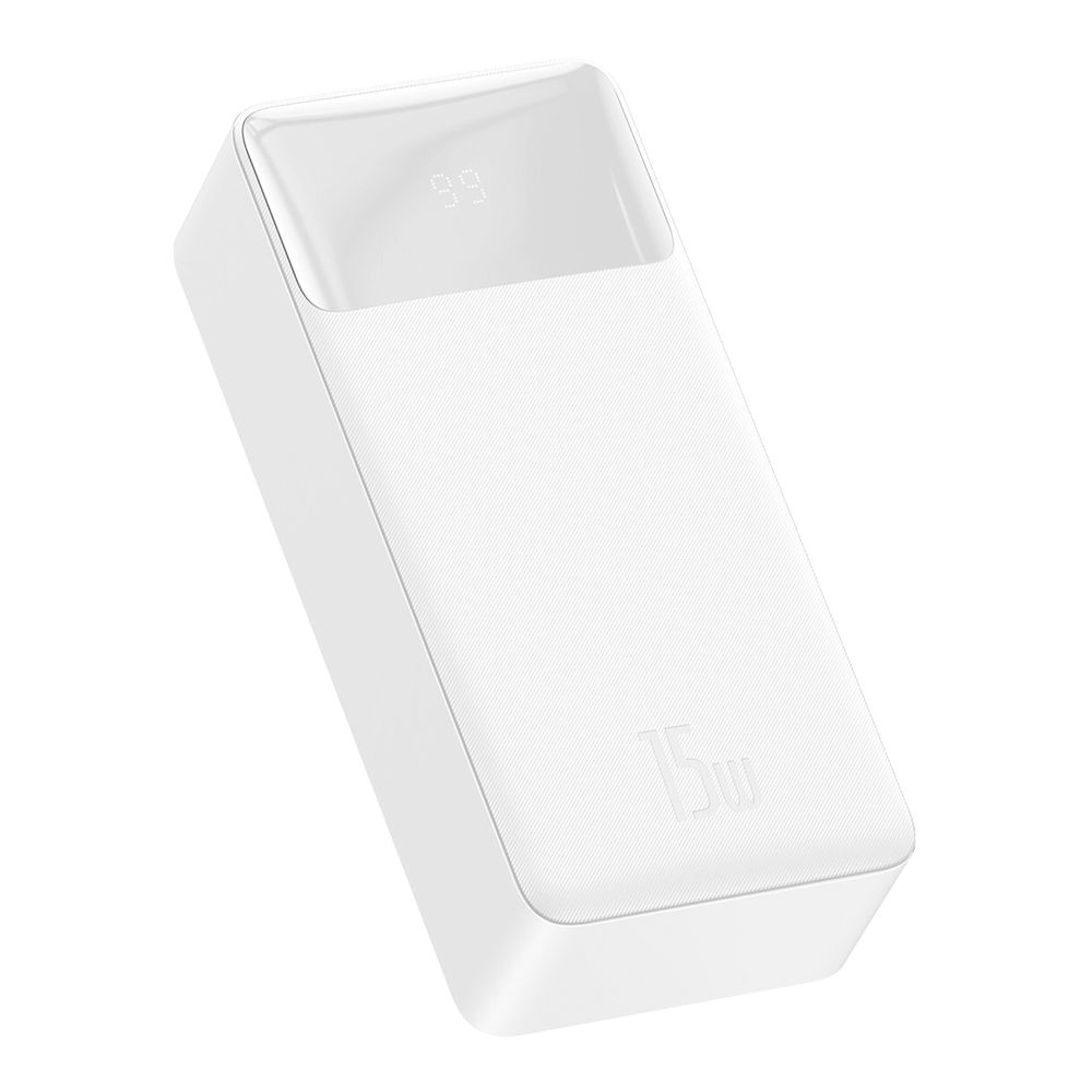Powerbank Baseus Bipow 30000mAh, με 2 Θύρες USB-A και Θύρα USB-C, 15W PD Λευκό