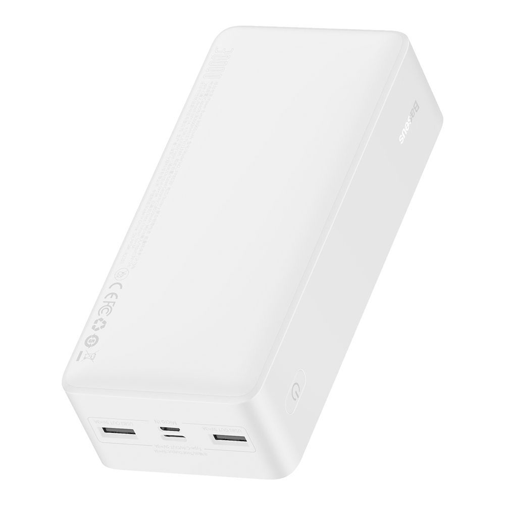 Powerbank Baseus Bipow 30000mAh, με 2 Θύρες USB-A και Θύρα USB-C, 15W PD Λευκό