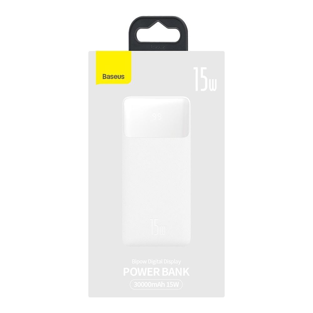 Powerbank Baseus Bipow 30000mAh, με 2 Θύρες USB-A και Θύρα USB-C, 15W PD Λευκό